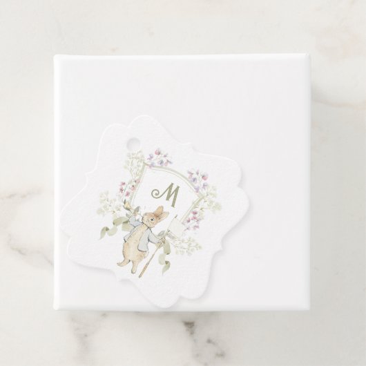 Peter the Rabbitモノグラムクレストジェンダー赤ちゃんシャワー フェイバータグ (インサイチュ)