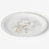 Peter the Rabbitモノグラムクレストジェンダー赤ちゃんシャワー ペーパープレート (アングル)