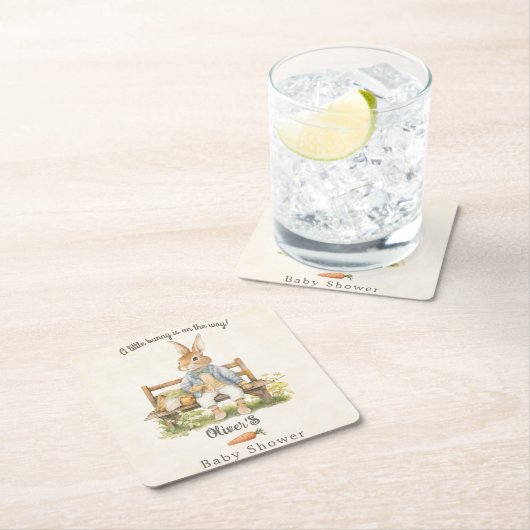 Peter The Rabbit – ベビーシャワー – ヴィンテージ スクエアペーパーコースター (インサイチュ)