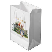 Peter the rabbit balloons First Birthday ミディアムペーパーバッグ (正面アングル)