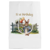 Peter the rabbit balloons First Birthday ミディアムペーパーバッグ (裏面)