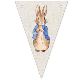 Peter the Rabbit beige linenテクスチャの背景 バンティングフラッグ