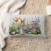 Peter the rabbit blue jacket balloons garden ランバークッション (ブランケット)