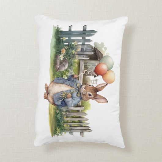 Peter the rabbit blue jacket with balloons アクセントクッション (裏面(縦))