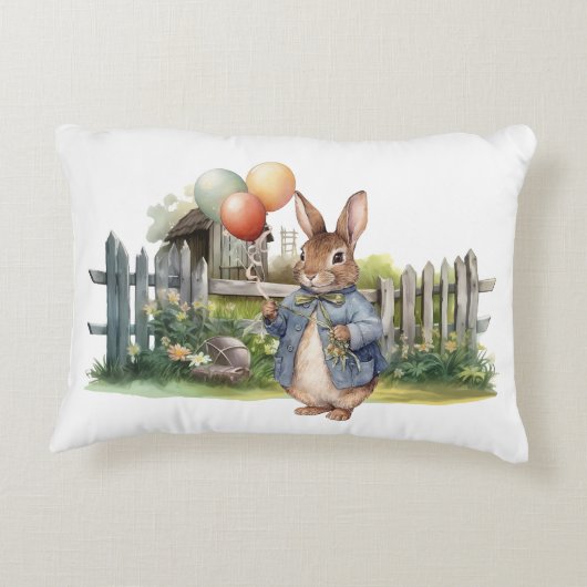 Peter the rabbit blue jacket with balloons アクセントクッション (裏面)