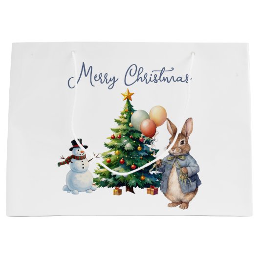 Peter the Rabbit Christmas tree ラージペーパーバッグ (正面)