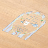 Peter the Rabbit Clothesline Baby Shower アクリル招待状 (レイダウン)