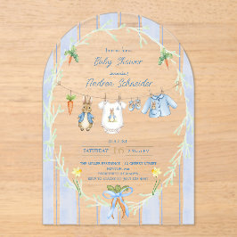 Peter the Rabbit Clothesline Baby Shower アクリル招待状