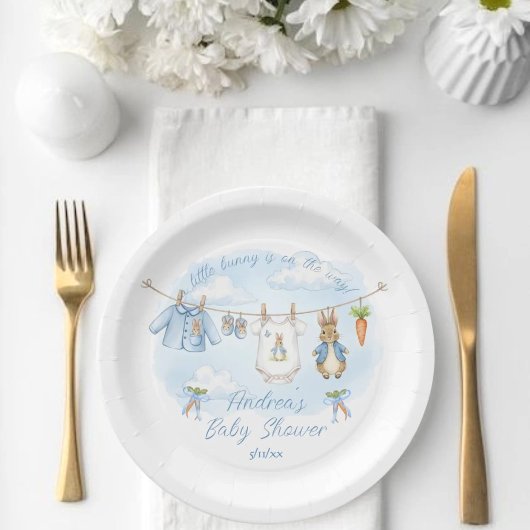 Peter the Rabbit Clothesline Baby Shower  ペーパープレート