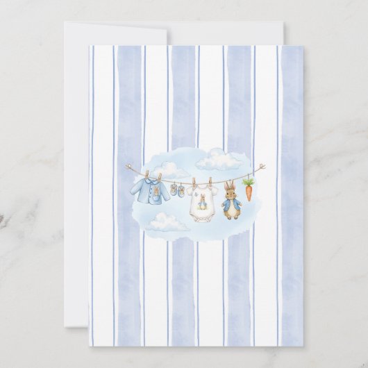 Peter the Rabbit Clothesline Baby Shower 招待状 (裏面)