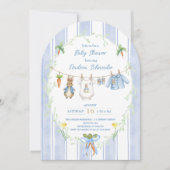 Peter the Rabbit Clothesline Baby Shower 招待状 (正面)