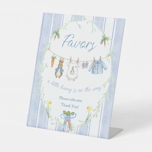 Peter the Rabbit Clothesline Baby Shower Favor 台座サイン (正面)