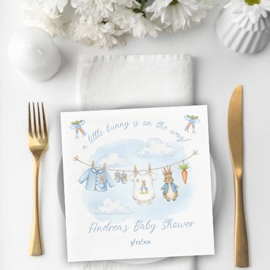 Peter the Rabbit Clothesline Baby Shower Napkins スタンダードランチョンナプキン