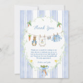 Peter the Rabbit Clothesline Baby Shower Thank You サンキューカード (正面)