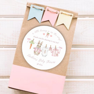 Peter the Rabbit Clothesline Baby Shower Thank You ラウンドシール