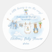 Peter the Rabbit Clothesline Baby Shower Thank You ラウンドシール (正面)