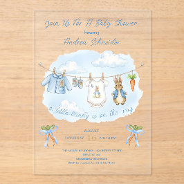 Peter the Rabbit Cute Clothesline Baby Shower  アクリル招待状