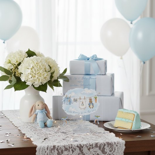 Peter the Rabbit Cute Clothesline Baby Shower  アクリル招待状