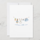Peter the Rabbit Cute Clothesline Baby Shower  招待状 (裏面)