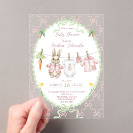 Peter the Rabbit Girl Clothesline Baby Shower アクリル招待状