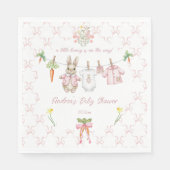 Peter the Rabbit Girl Clothesline Baby Shower スタンダードランチョンナプキン (正面)