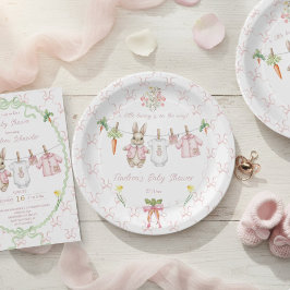 Peter the Rabbit Girl Clothesline Baby Shower ペーパープレート