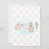 Peter the Rabbit Girl Clothesline Baby Shower  招待状 (裏面)
