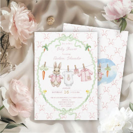Peter the Rabbit Girl Clothesline Baby Shower 招待状