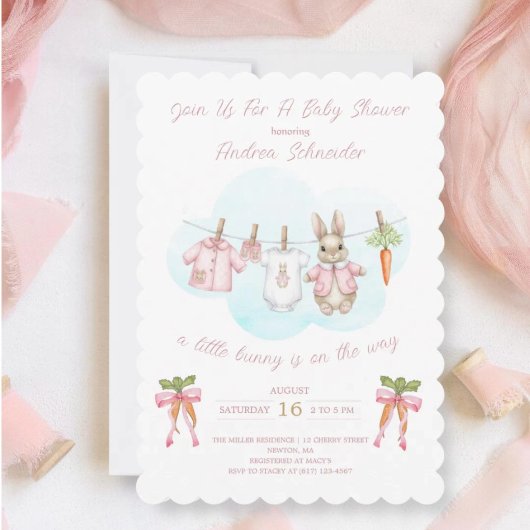 Peter the Rabbit Girl Clothesline Baby Shower   招待状