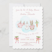 Peter the Rabbit Girl Clothesline Baby Shower   招待状 (正面)