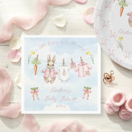 Peter the Rabbit Girl Clothesline Baby Shower Pap スタンダードカクテルナプキン
