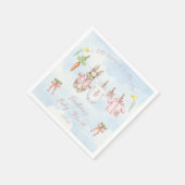 Peter the Rabbit Girl Clothesline Baby Shower Pap スタンダードカクテルナプキン (角)