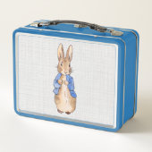 Peter the rabbit gray linen textureバックグラウンド メタルランチボックス (裏面)