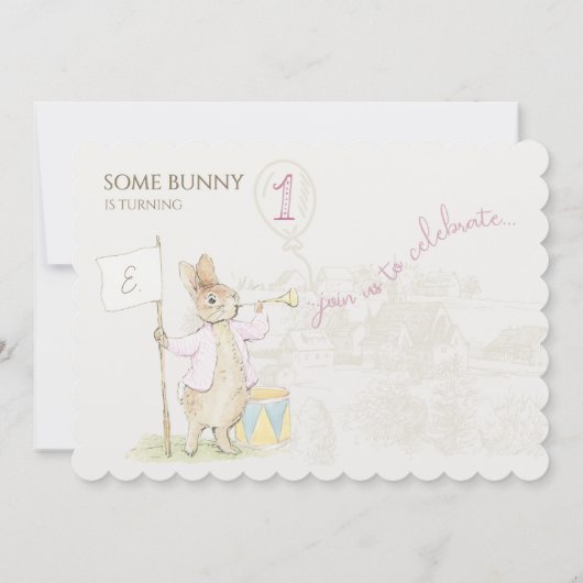 Peter the Rabbit Some Bunny 1st Birthday Photo 招待状 (裏面)