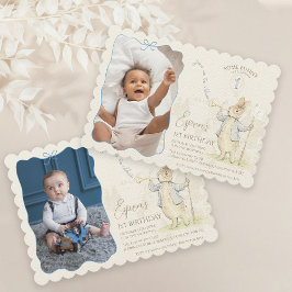 Peter the Rabbit Some Bunny 1st Birthday Photo 招待状