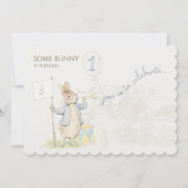 Peter the Rabbit Some Bunny 1st Birthday Photo 招待状 (裏面)