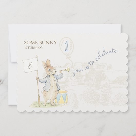 Peter the Rabbit Some Bunny 1st Birthday Photo 招待状 (裏面)
