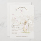 Peter the Rabbit Some Bunny 1st Birthday Pink 招待状 (正面/裏面)