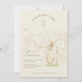 Peter the Rabbit Some Bunny 1st Birthday Pink 招待状