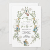 Peter the Rabbit Wildflower Baby Is On The Way QR 招待状 (正面/裏面)