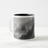 Peterheadの近くのSlainesの城の眺め、 ツートーンマグカップ (正面左)