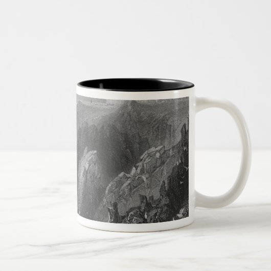Peterheadの近くのSlainesの城の眺め、 ツートーンマグカップ (右)