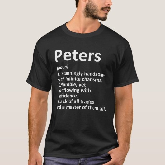 PETERSの定義 楽しい苗字 家系図 誕生日 Tシャツ (正面)