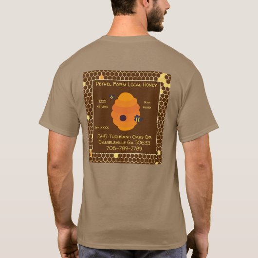 Pethel Farmのローカルハニー編集Tシャツ Tシャツ (裏面)