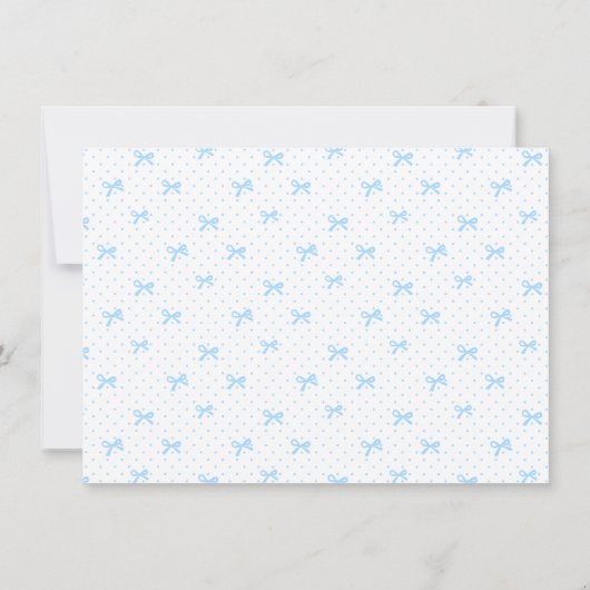 Petit Blue Whimsical Bows Monogram Notecard サンキューカード (裏面)