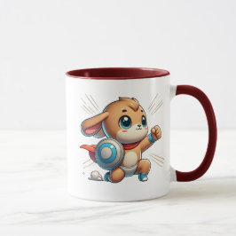 Petit chiot super-héros avec bouclier. マグカップ
