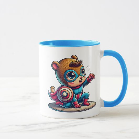 Petit enfant super-héros avec bouclier. マグカップ (右)