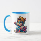 Petit enfant super-héros avec bouclier. マグカップ (左)