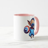 Petit extraterrestre super-héros avec bouclier. マグカップ (正面右)