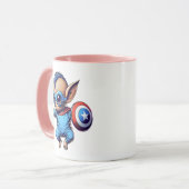 Petit extraterrestre super-héros avec bouclier. マグカップ (正面左)